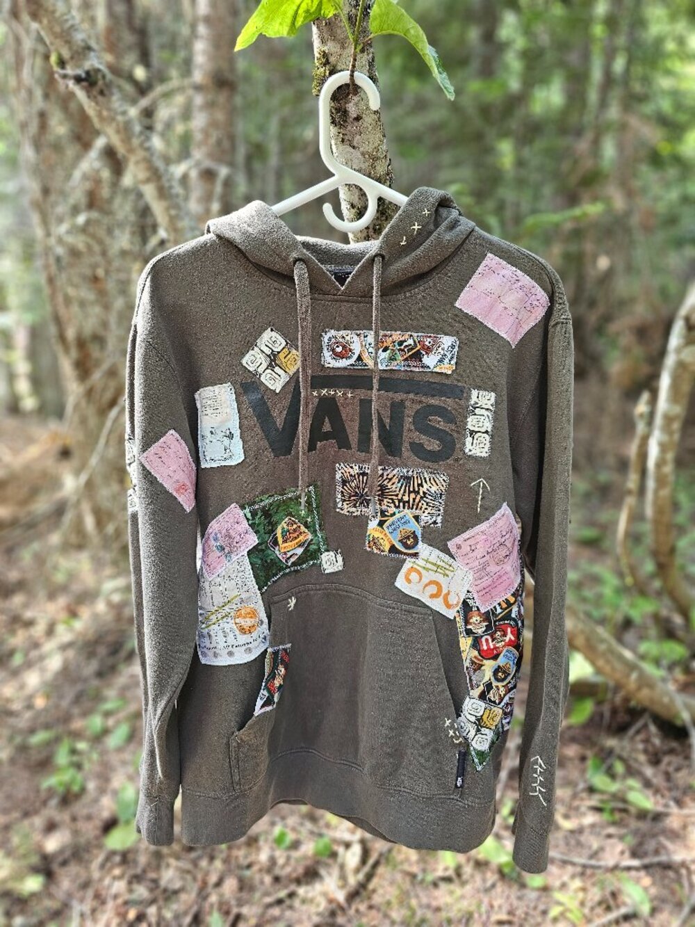 Vans Olive Green Hoodie with Graphic Patches